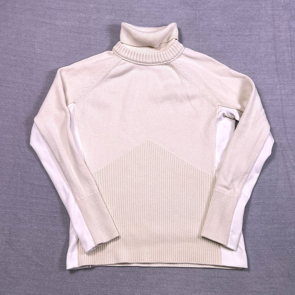 Athleta Womens White Merino Wool Blend Turtleneck Sweater‎ 383719-02 Size S